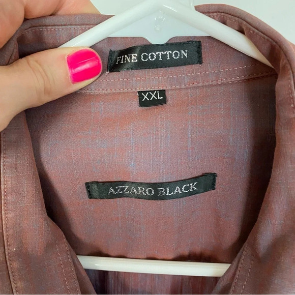 Azzaro Button Down Shirt Mens XXL Iridescent Blue Gray Pink Fine Cotton Pocket - Picture 7 of 12